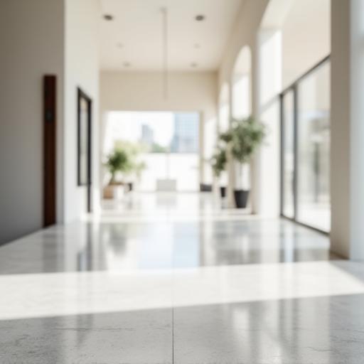 Polished concrete showroom floor